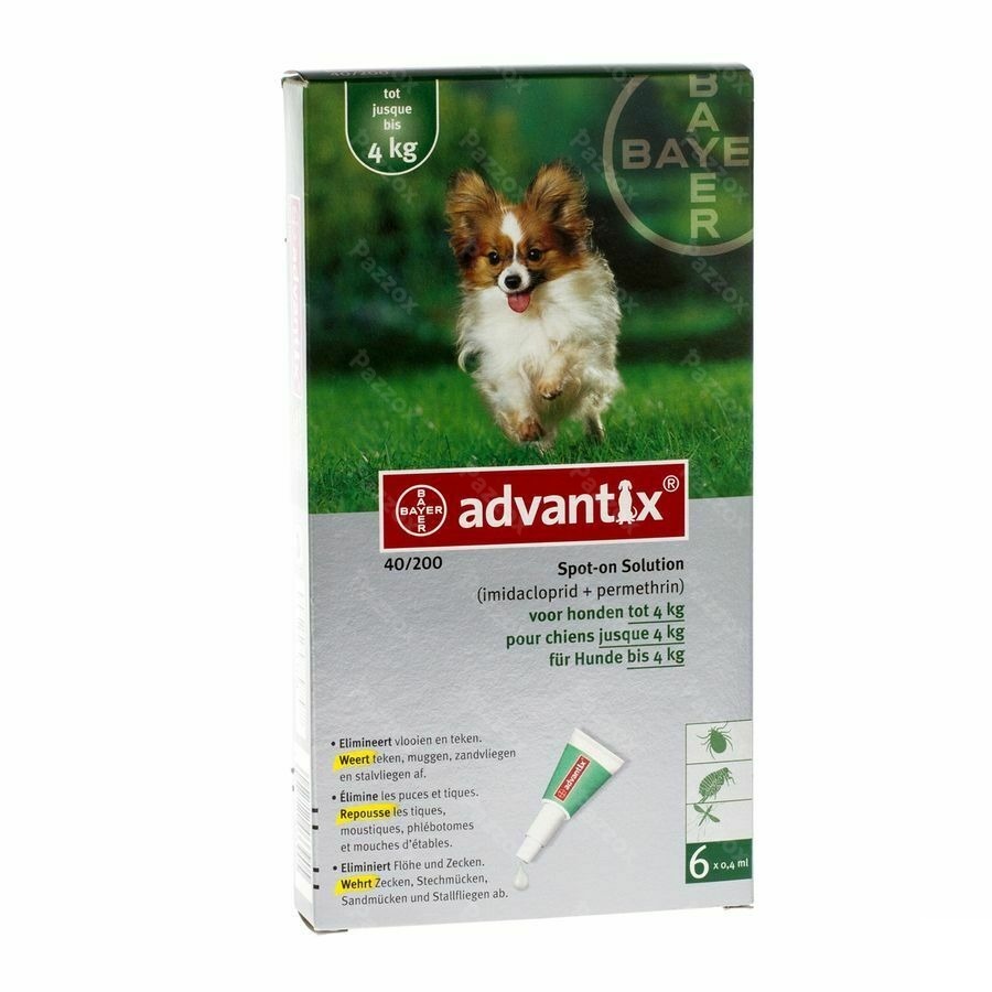 Advantix 40/ 200 Honden < 4kg Fl 6x0,4ml