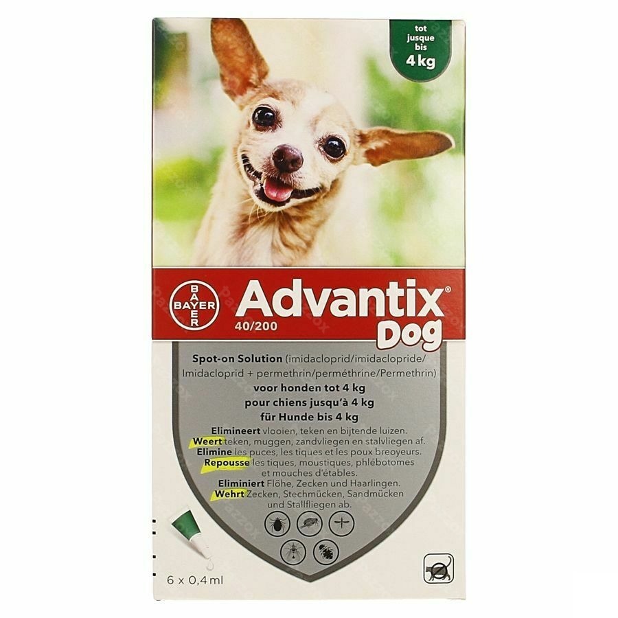 Advantix 40/ 200 Honden < 4kg Fl 6x0,4ml