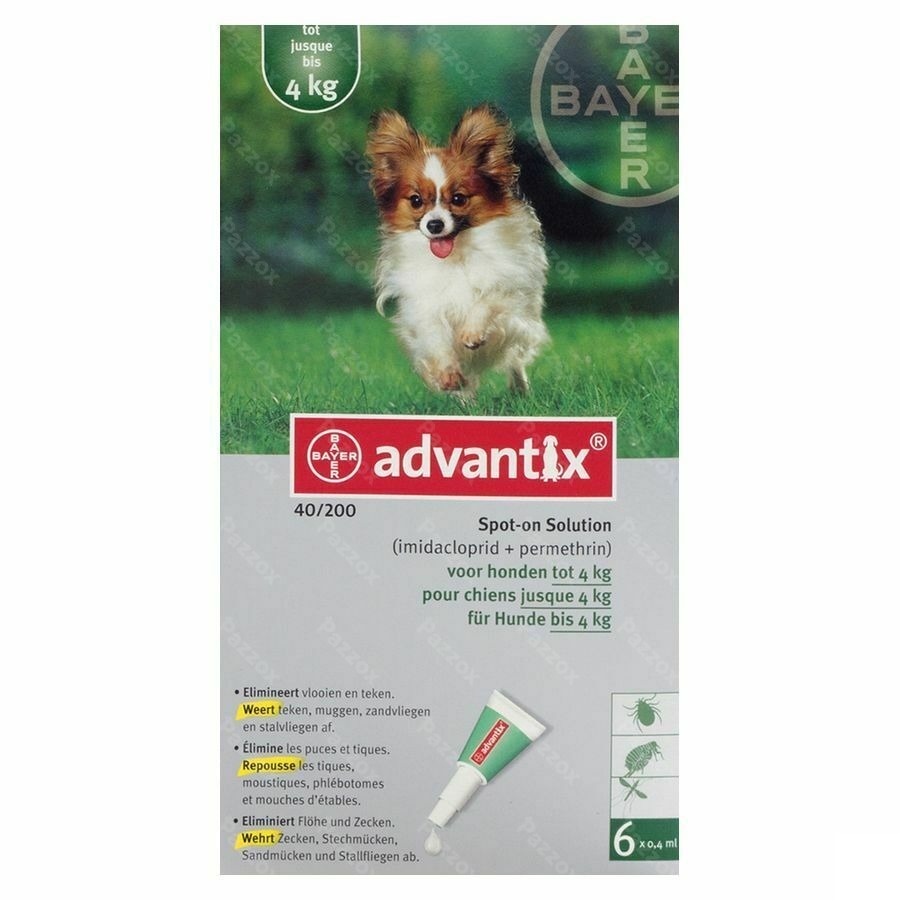 Advantix 40/ 200 Honden < 4kg Fl 6x0,4ml