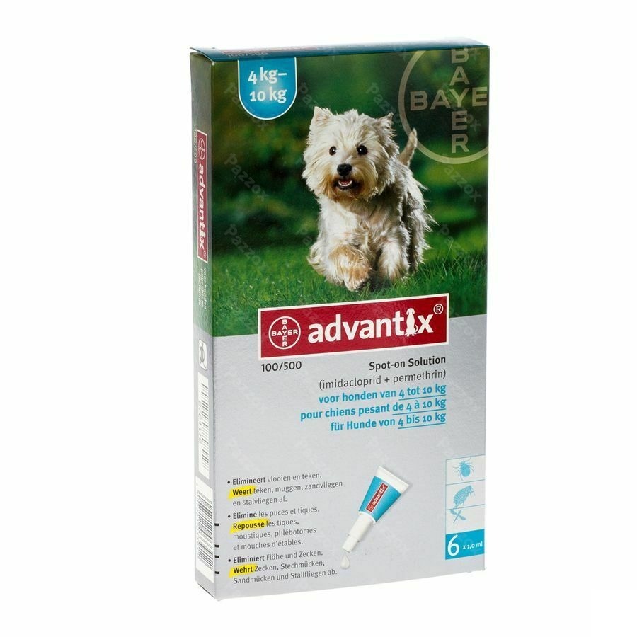 Advantix 100/ 500 Honden 4<10kg Fl 6x1,0ml