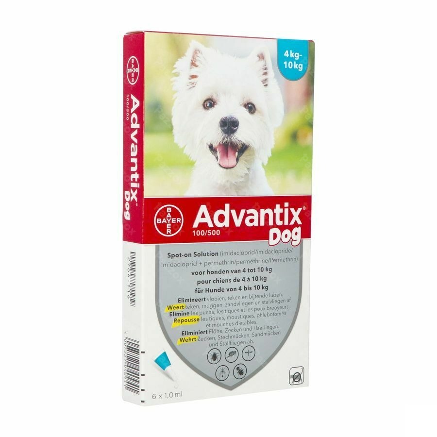 Advantix 100/ 500 Honden 4<10kg Fl 6x1,0ml