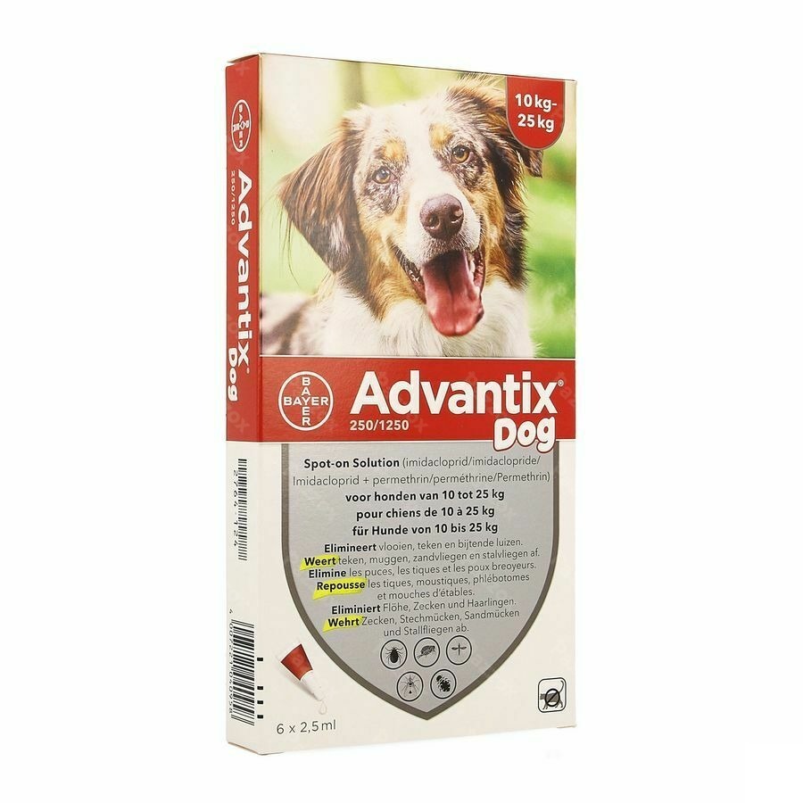 Advantix 250/1250 Honden 10<25kg Fl 6x2,5ml