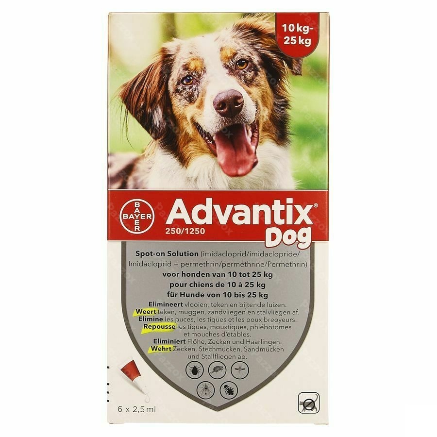 Advantix 250/1250 Honden 10<25kg Fl 6x2,5ml