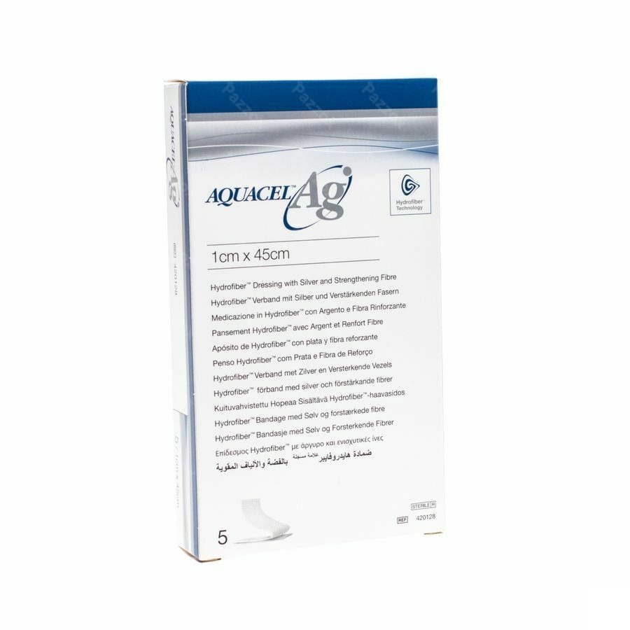 Aquacel Ag Verb Hydrofiber+versterking 1x45cm 5