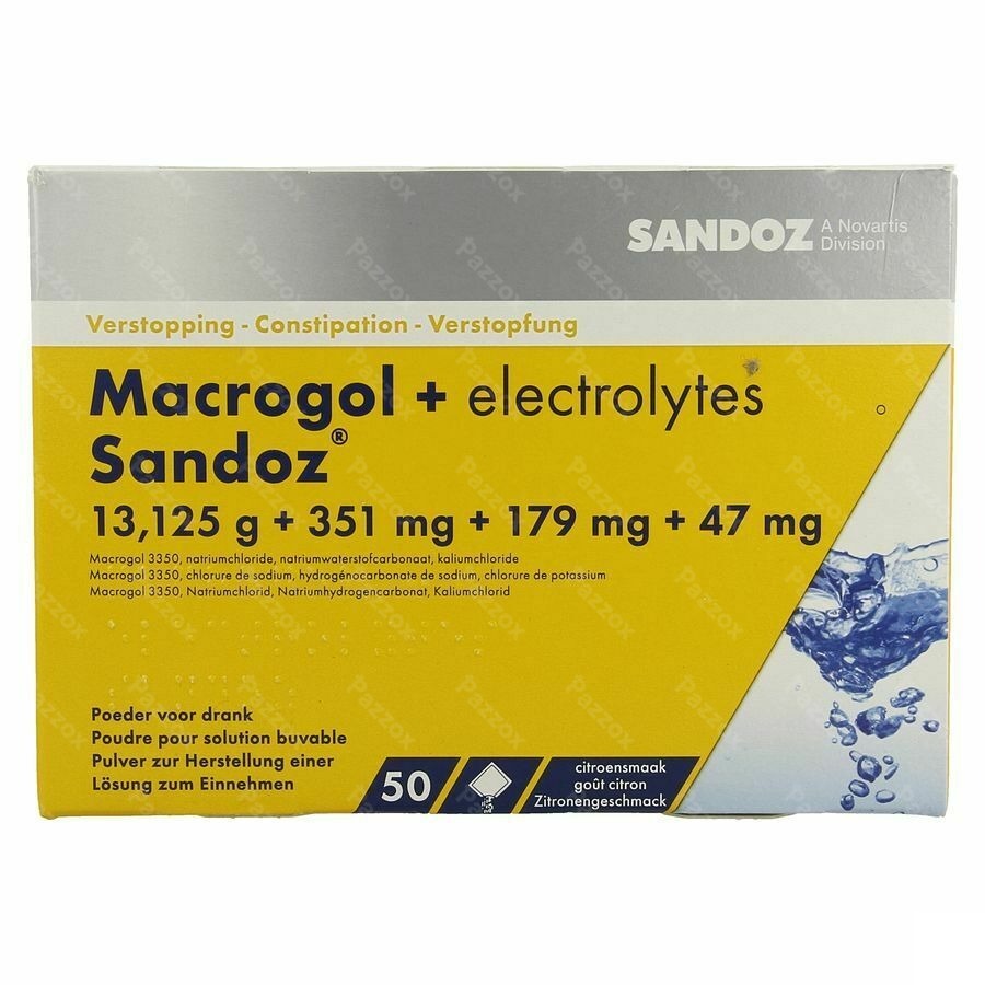 Macrogol + Electr Sandoz Pdr Ciroensmaak 50x13,7g