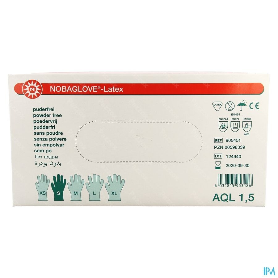 Noba Handschoen Latex Poedervrij S 100 5700640