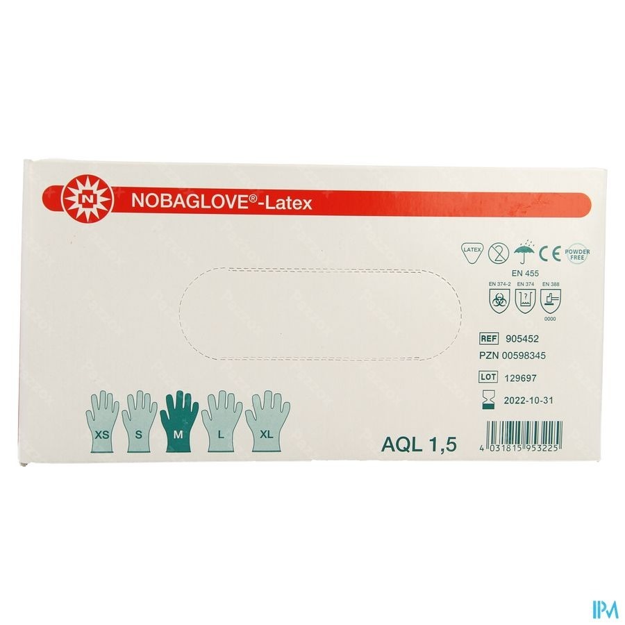 Noba Handschoen Latex Poedervrij M 100 5700650