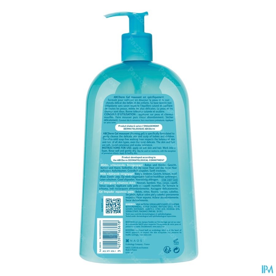 Bioderma Abcderm Schuimende Gel 1l