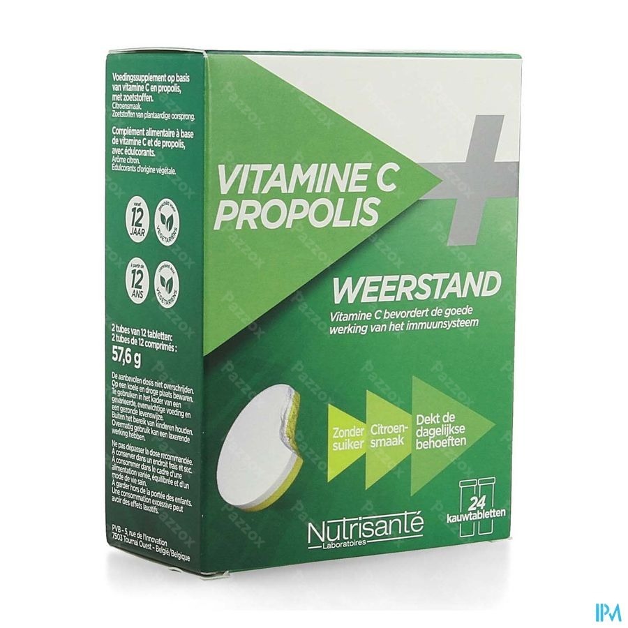Vitamine C+propolis Kauwtabl Tube 2x12