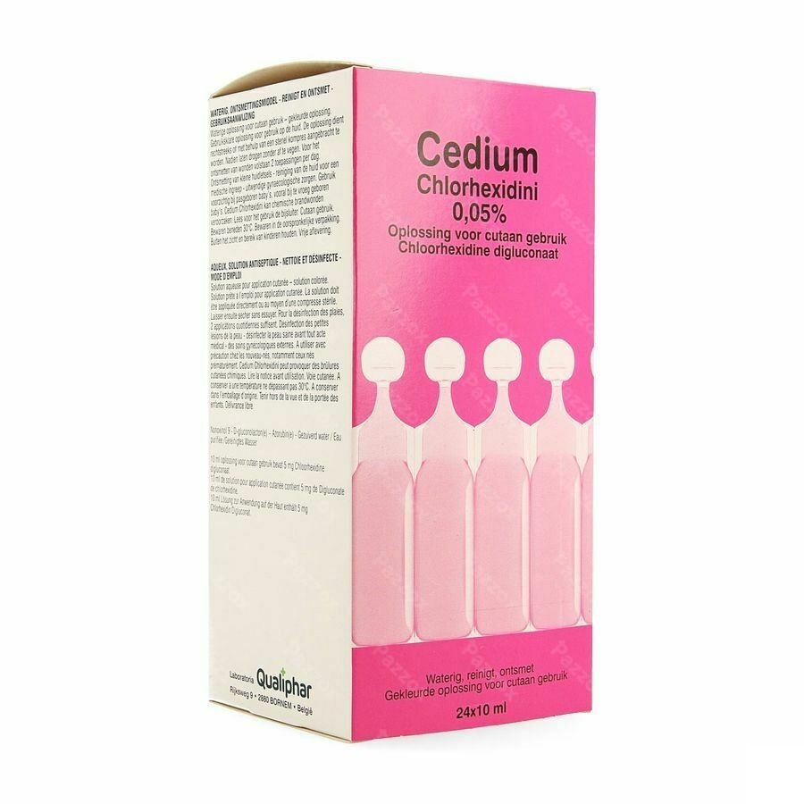 Cedium Chlorhexidini Glucaat 0.5% Ontsmetting Unidoses 24 x 10ml