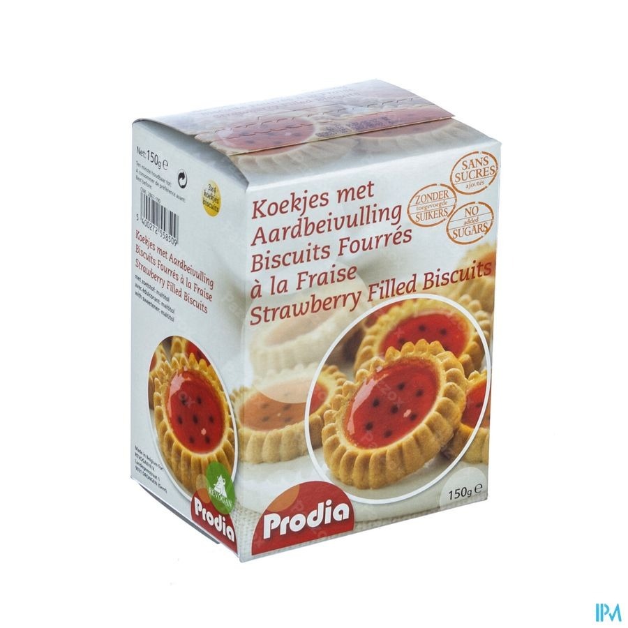 Prodia Gevulde Koekjes Aardbei 150g 5850 Revogan