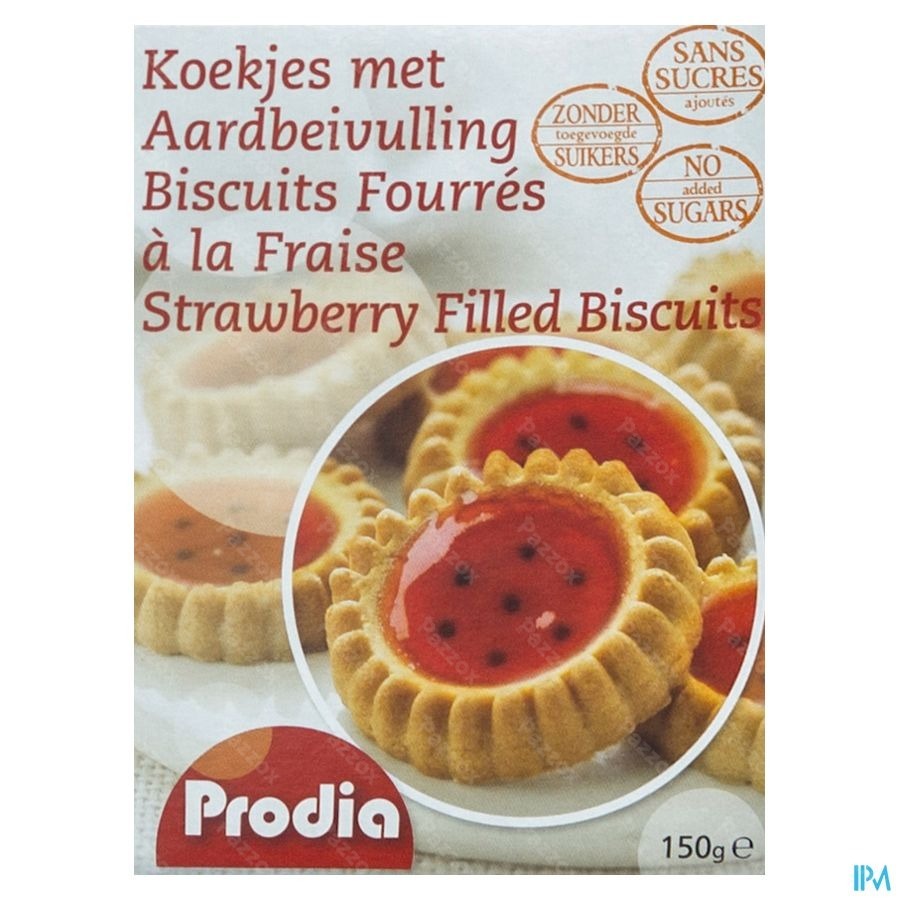 Prodia Gevulde Koekjes Aardbei 150g 5850 Revogan
