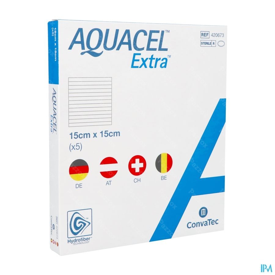 Aquacel Extra Verb Hydrofiber+versterk. 15x15cm 5
