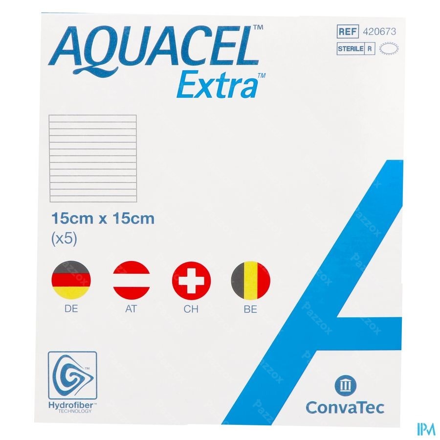Aquacel Extra Verb Hydrofiber+versterk. 15x15cm 5