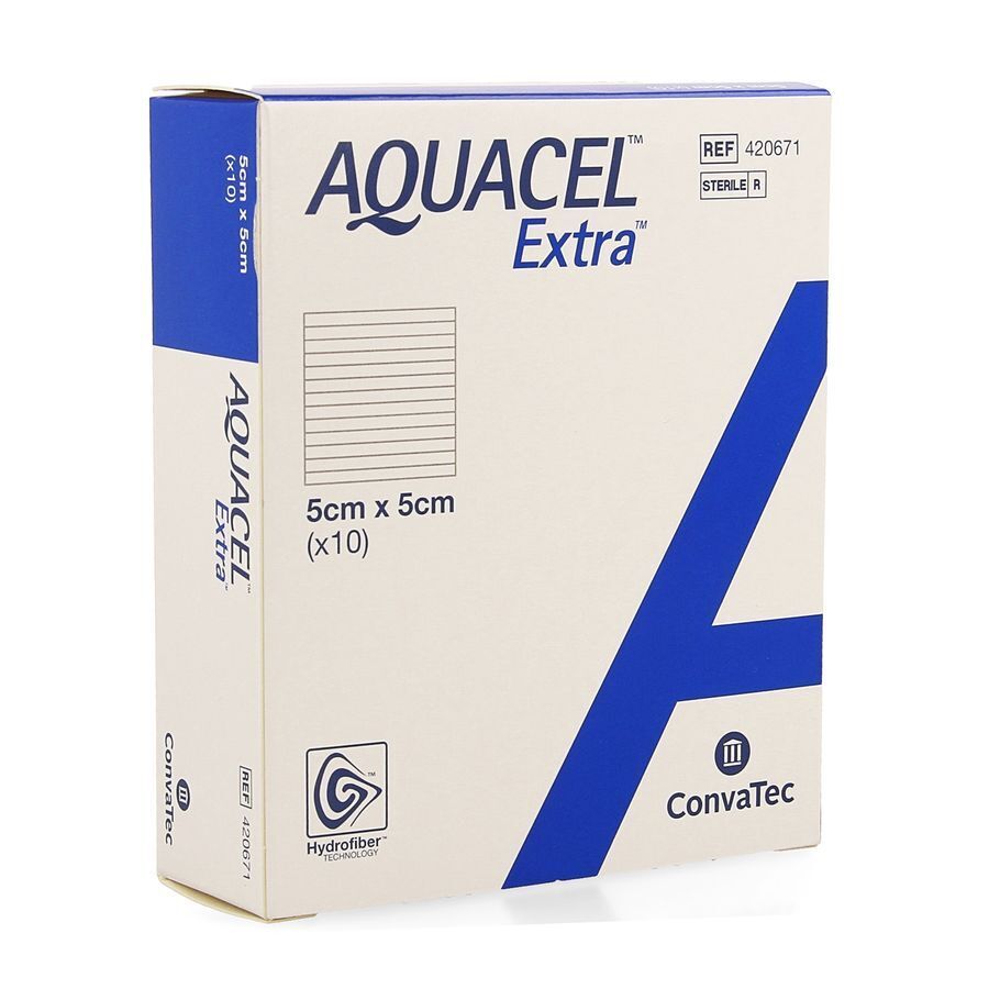 Aquacel Extra Verb Hydrofiber+versterk. 5x 5cm 10 afbeelding