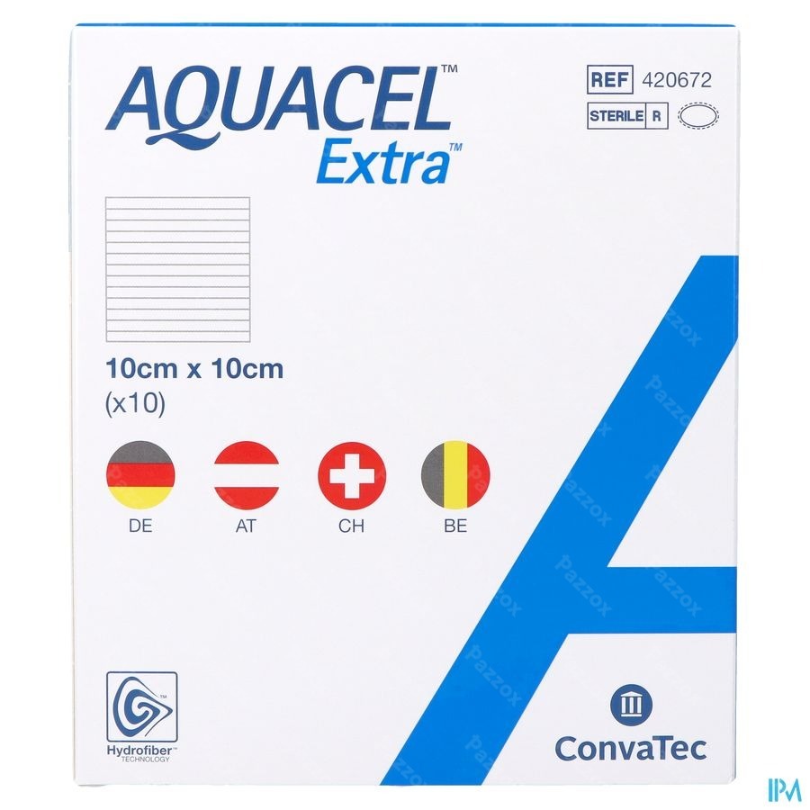 Aquacel Extra Verb Hydrofiber+versterk. 10x10cm 10