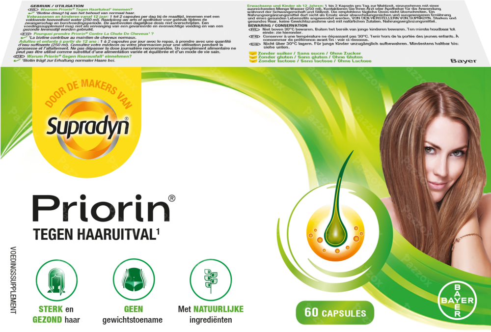 Supradyn Priorin Voedingssupplement Anti Haaruitval Met Biotine 60 Capsules
