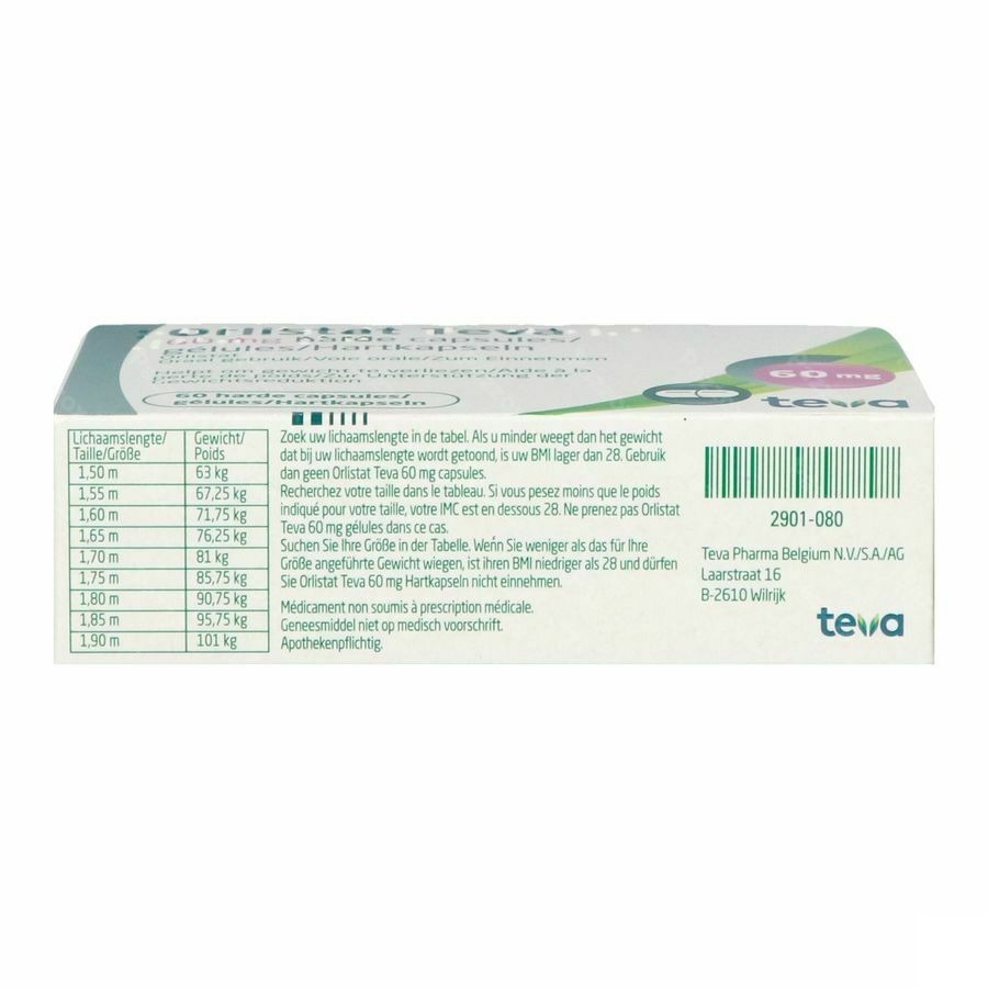 Orlistat Teva 60mg 60 Capsules