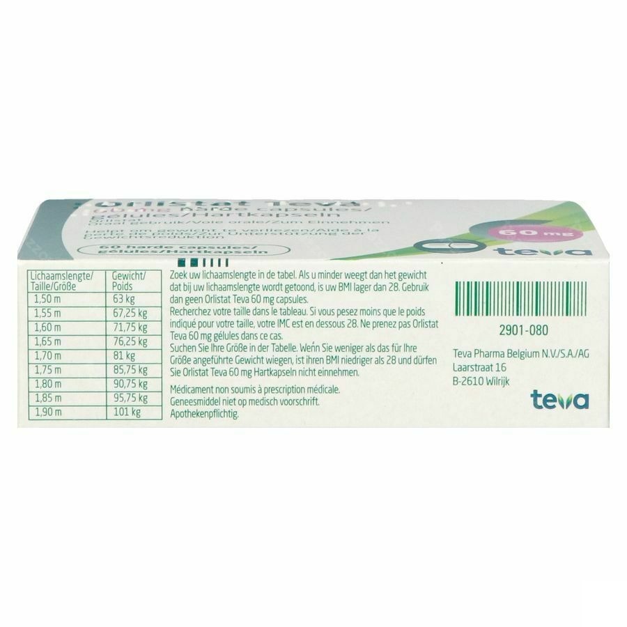 Orlistat Teva 60mg 60 Capsules