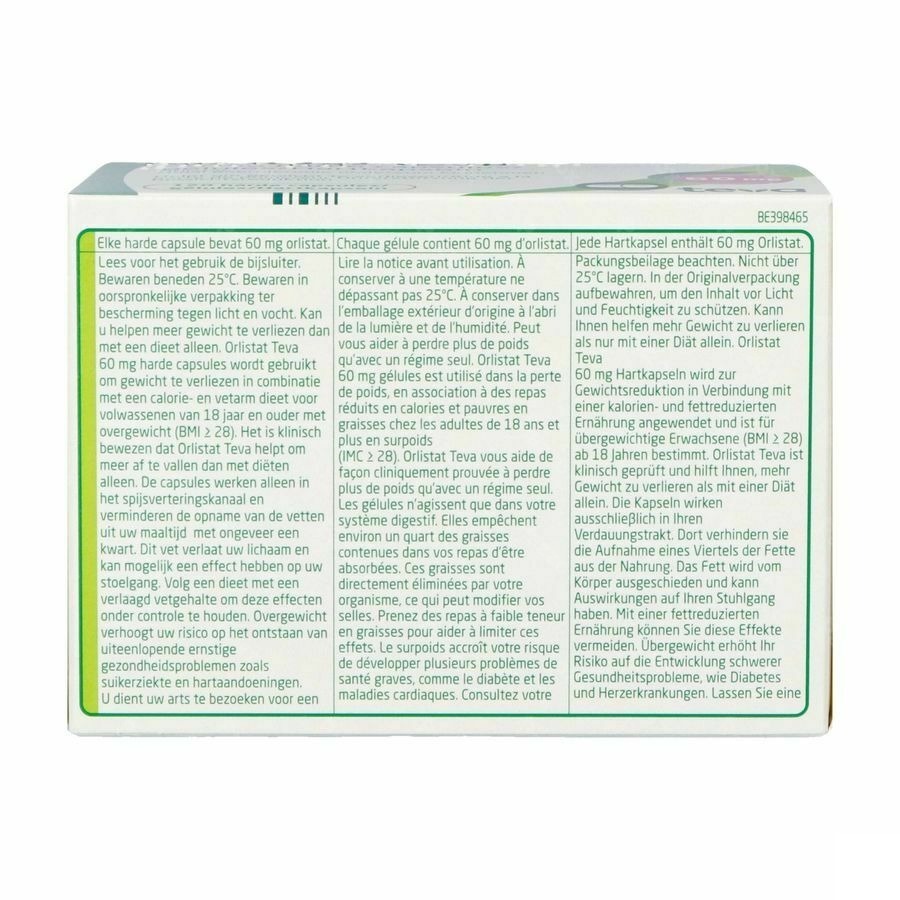 Orlistat Teva 60mg 120 Capsules