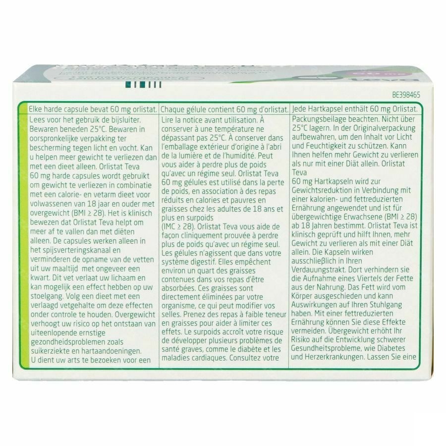 Orlistat Teva 60mg 120 Capsules