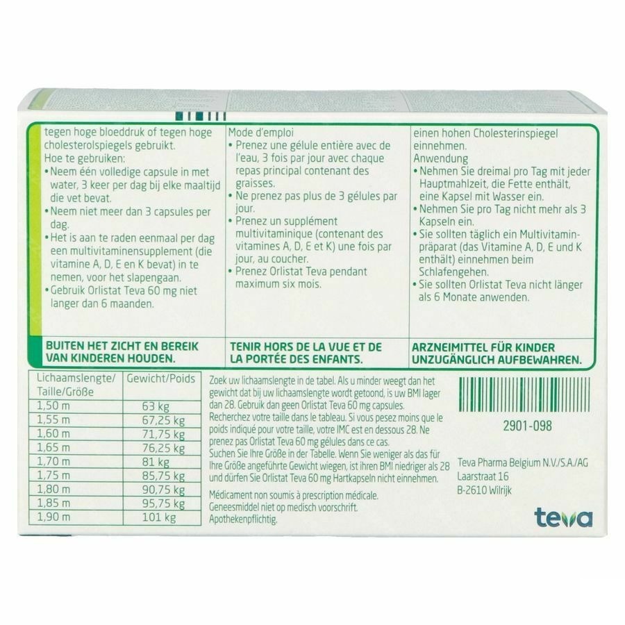 Orlistat Teva 60mg 120 Capsules