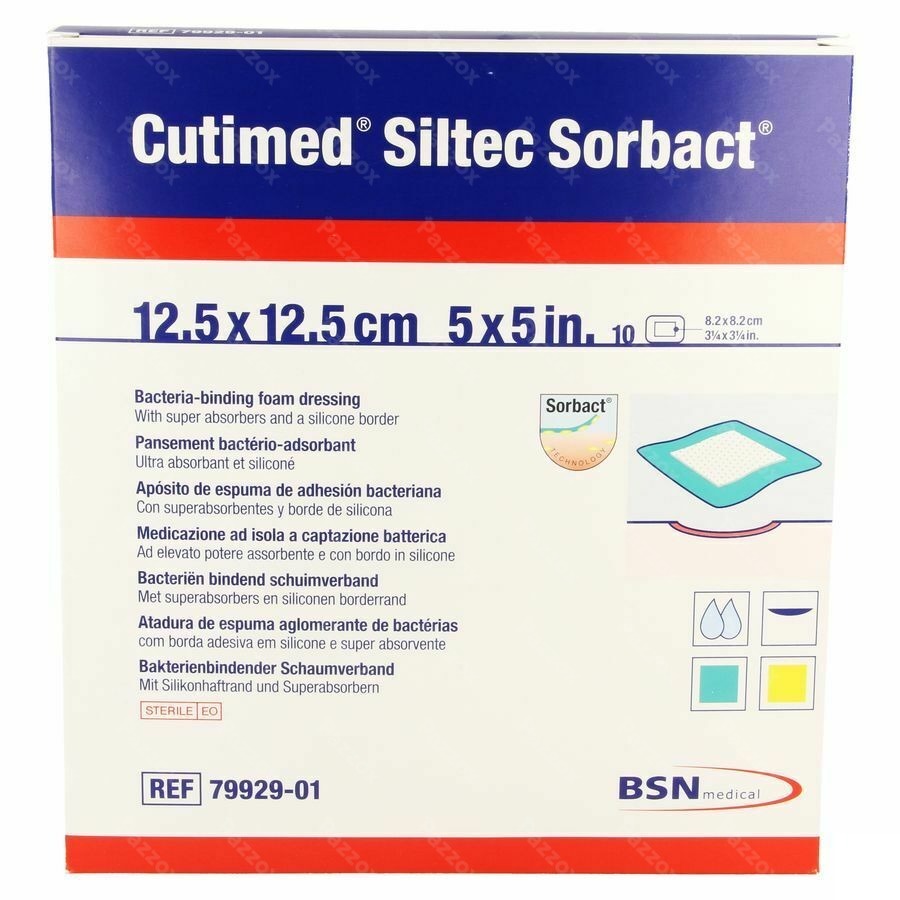 Cutimed Siltec Sorbact Schuimverb 12,5x12,5cm 10