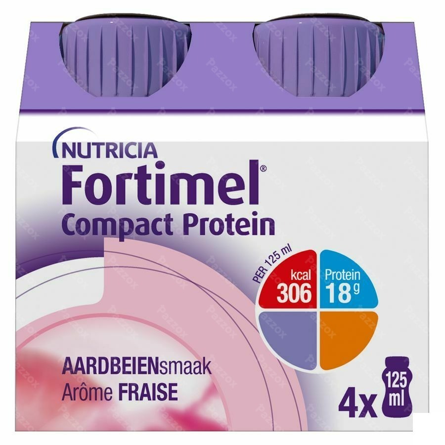 Fortimel Compact Protein Aardbei Flesjes 4x125ml