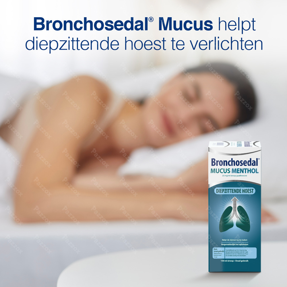 Bronchosedal Mucus Menthol Slijmhoest en Vastzittende Hoest Hoestsiroop 20mg/ml 150ml 