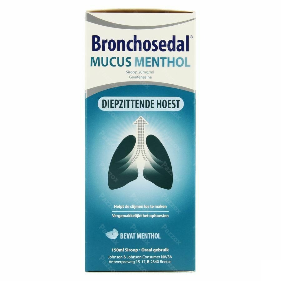 Bronchosedal Mucus Menthol Slijmhoest en Vastzittende Hoest Hoestsiroop 20mg/ml 150ml 