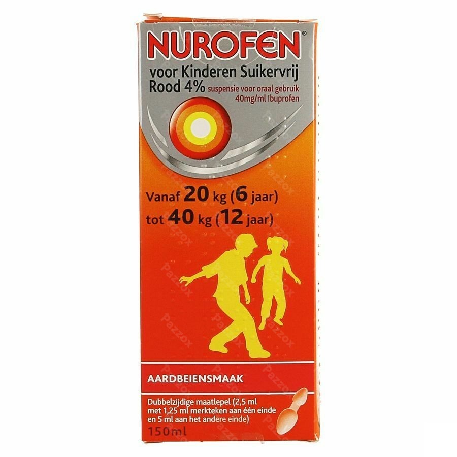 Nurofen Kind 4% Suikervrij Aardbei Siroop 150ml