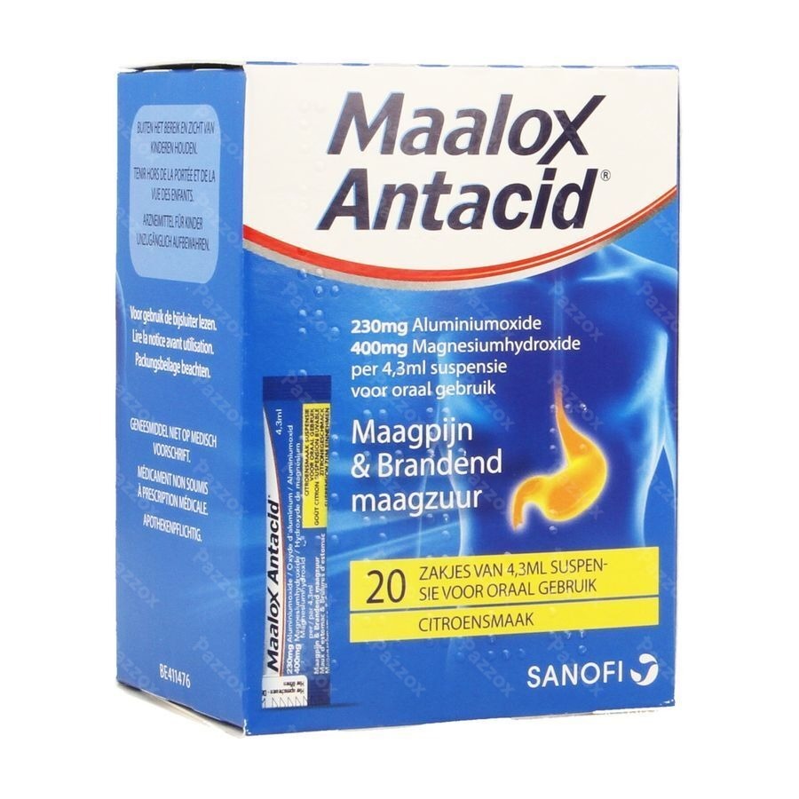 Maalox Antacid Lemon 230mg/400mg Susp Or. 20x4,3ml