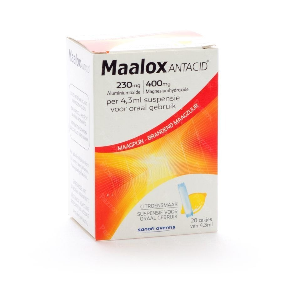 Maalox Antacid Lemon 230mg/400mg Susp Or. 20x4,3ml
