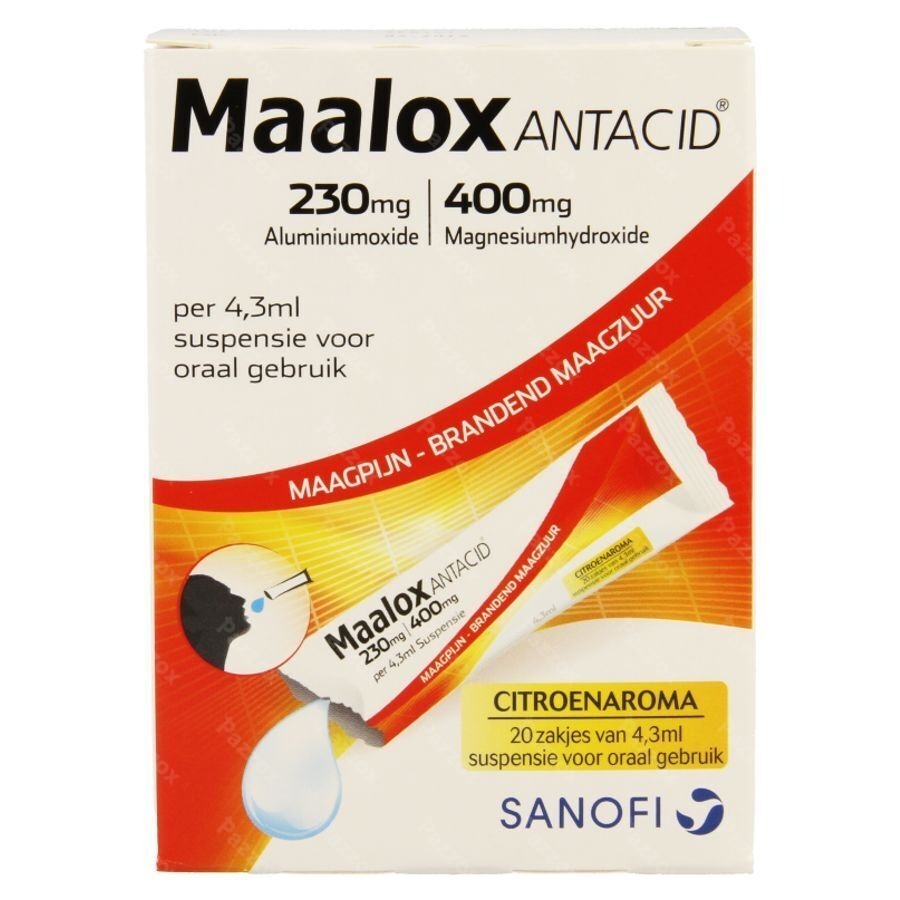 Maalox Antacid Lemon 230mg/400mg Susp Or. 20x4,3ml