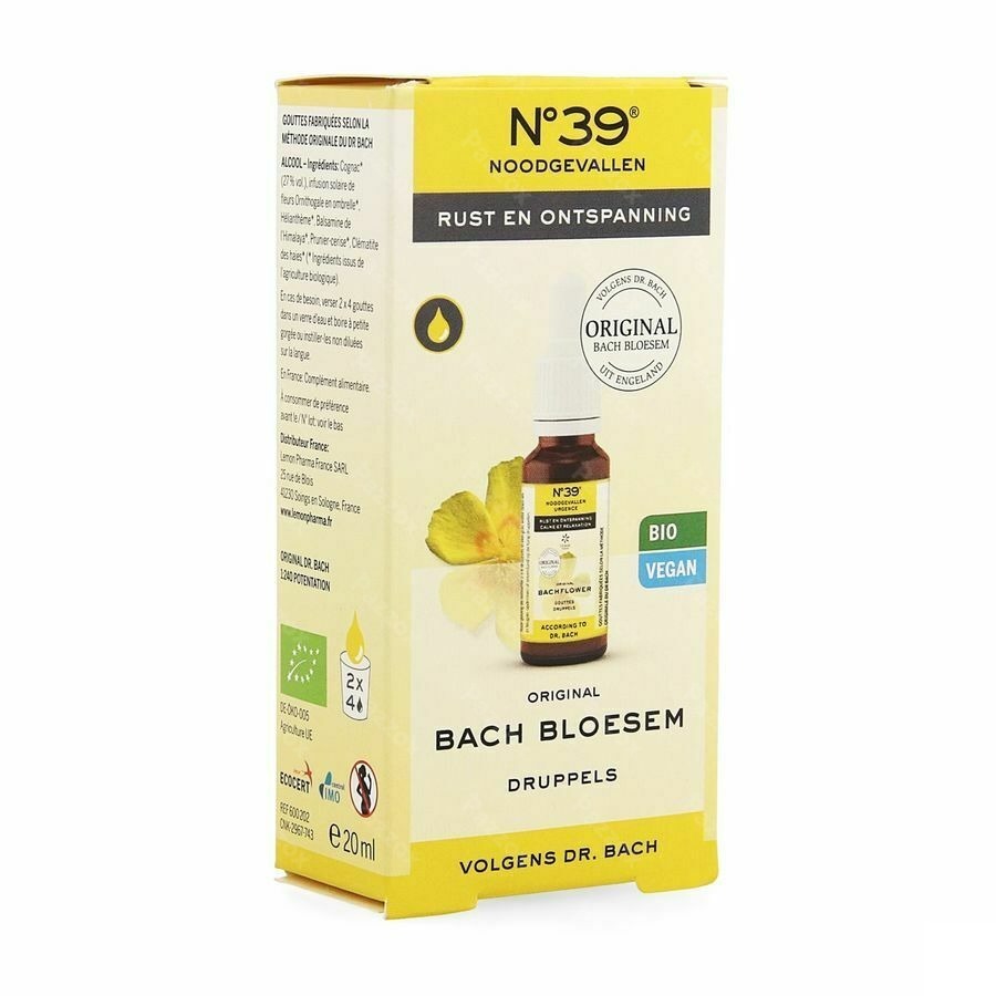 Bachbloesem Bio N°39 Noodgevallen Druppels 20ml