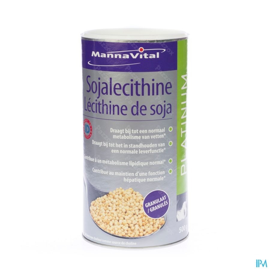 Mannavital Sojalecithine Platinum Granulaat Voedingssupplement Metabolisme 500 Gr
