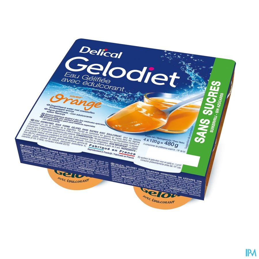 Gelodiet Gelwater Zoetstof Sinaasappel Pot 4x120g