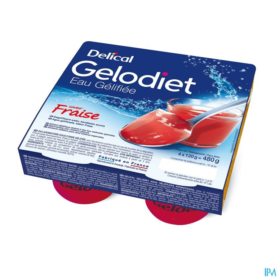 Gelodiet Gelwater Gesuikerd Aardbei Pot 4x120g