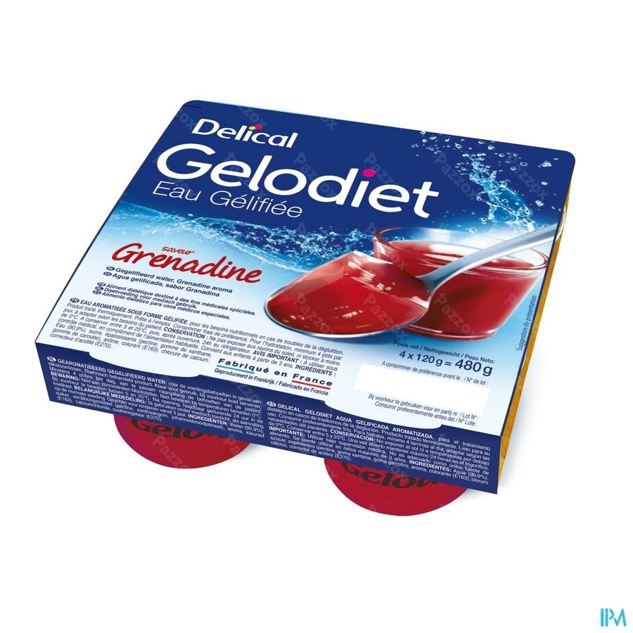 Gelodiet Gelwater Gesuikerd Grenadine Pot 4x120g