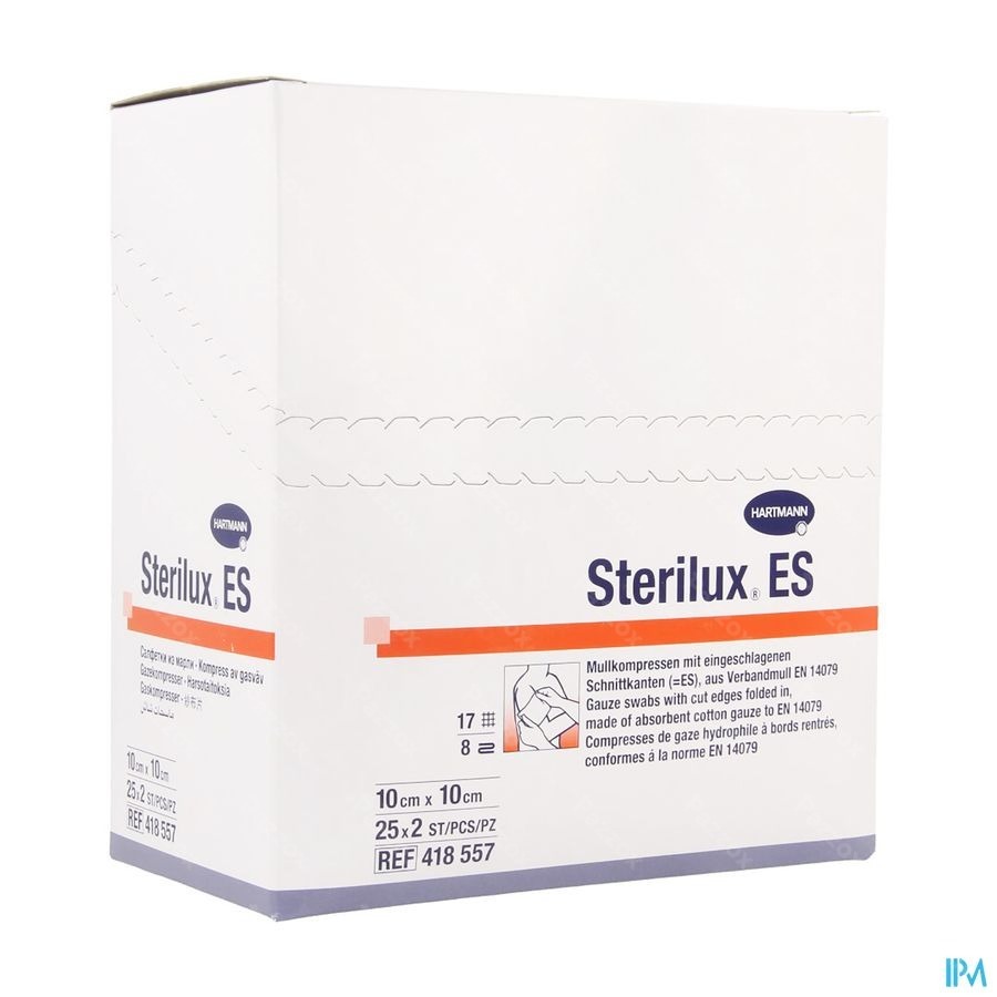 Sterilux Es 10x10cm 8l.st. 25x2 P/s