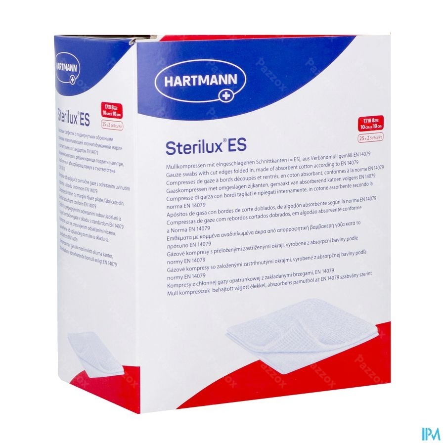 Sterilux Es 10x10cm 8l.st. 25x2 P/s