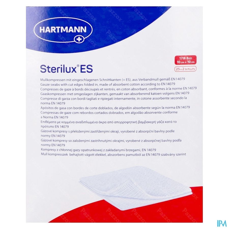 Sterilux Es 10x10cm 8l.st. 25x2 P/s