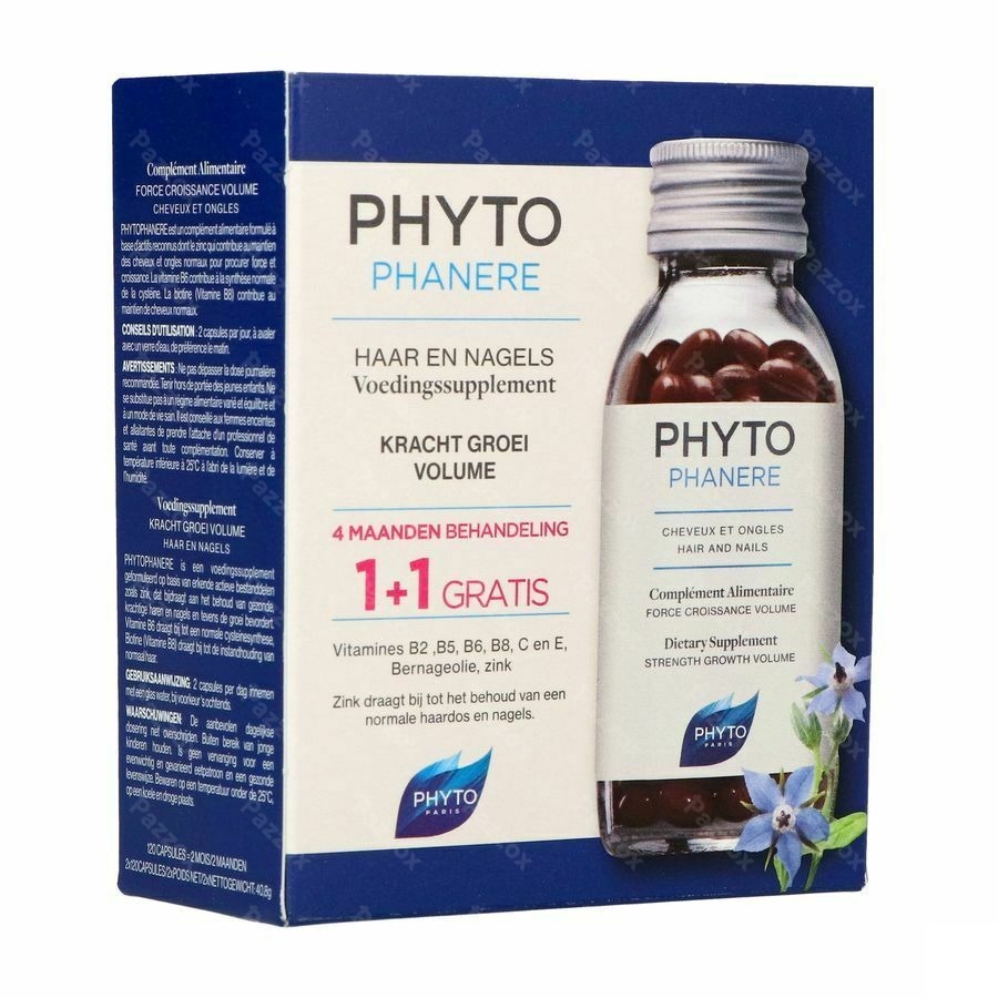 Phytophanère Voedingssupplement Haargroei Duo 2x120 Capsules