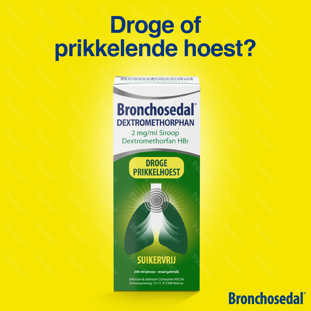 Bronchosedal Dextromethorphan Droge Hoest Siroop 200ml 2mg/ml