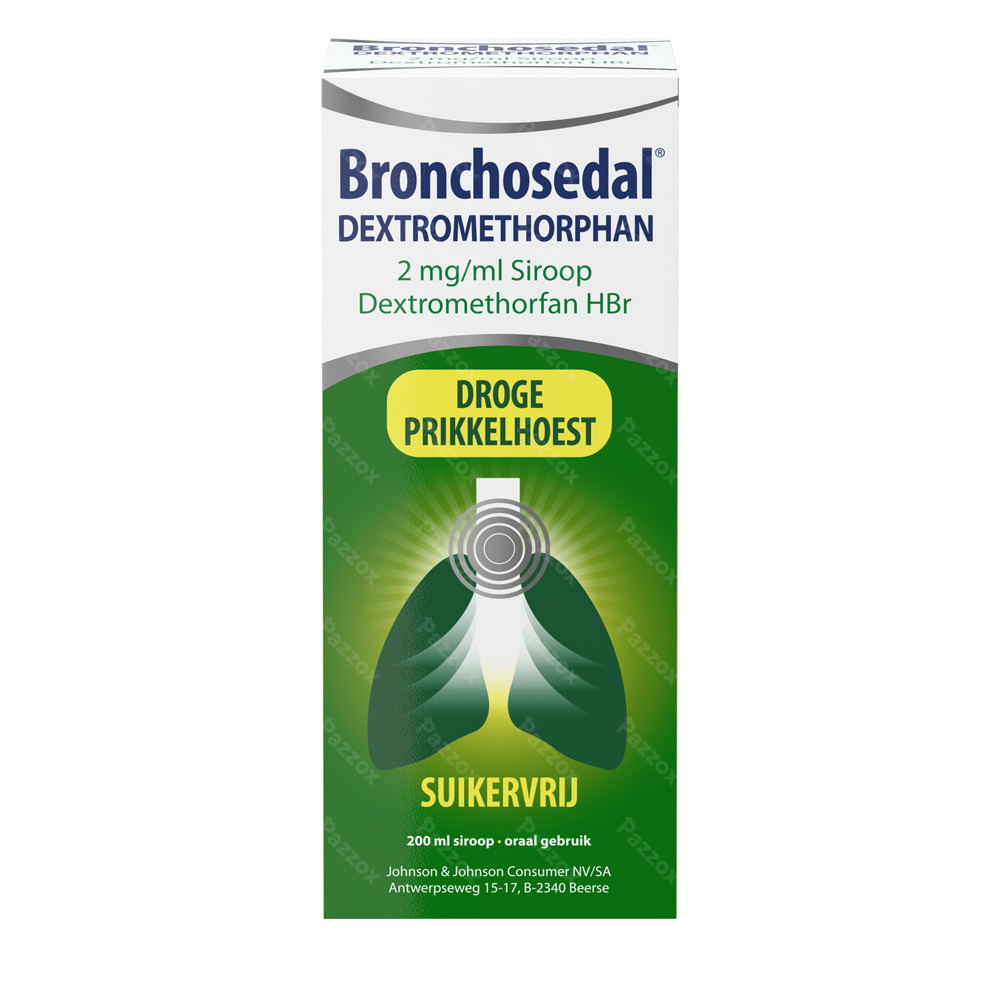 Bronchosedal Dextromethorphan Droge Hoest Siroop 200ml 2mg/ml