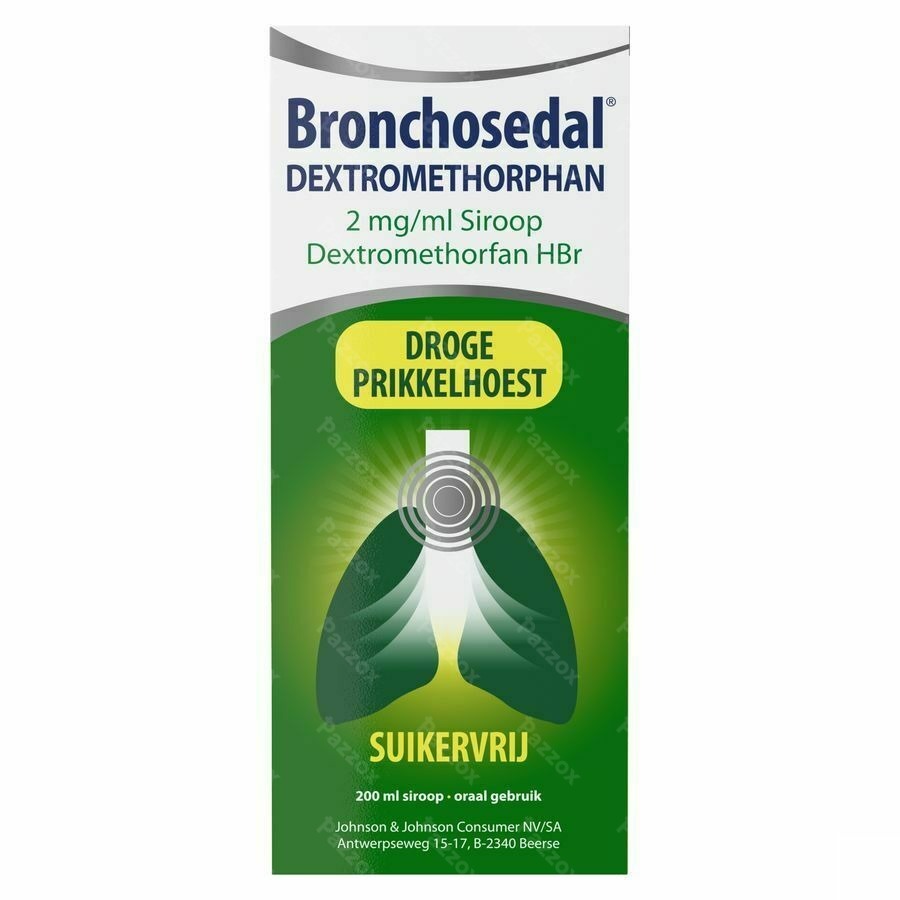 Bronchosedal Dextromethorphan Droge Hoest Siroop 200ml 2mg/ml
