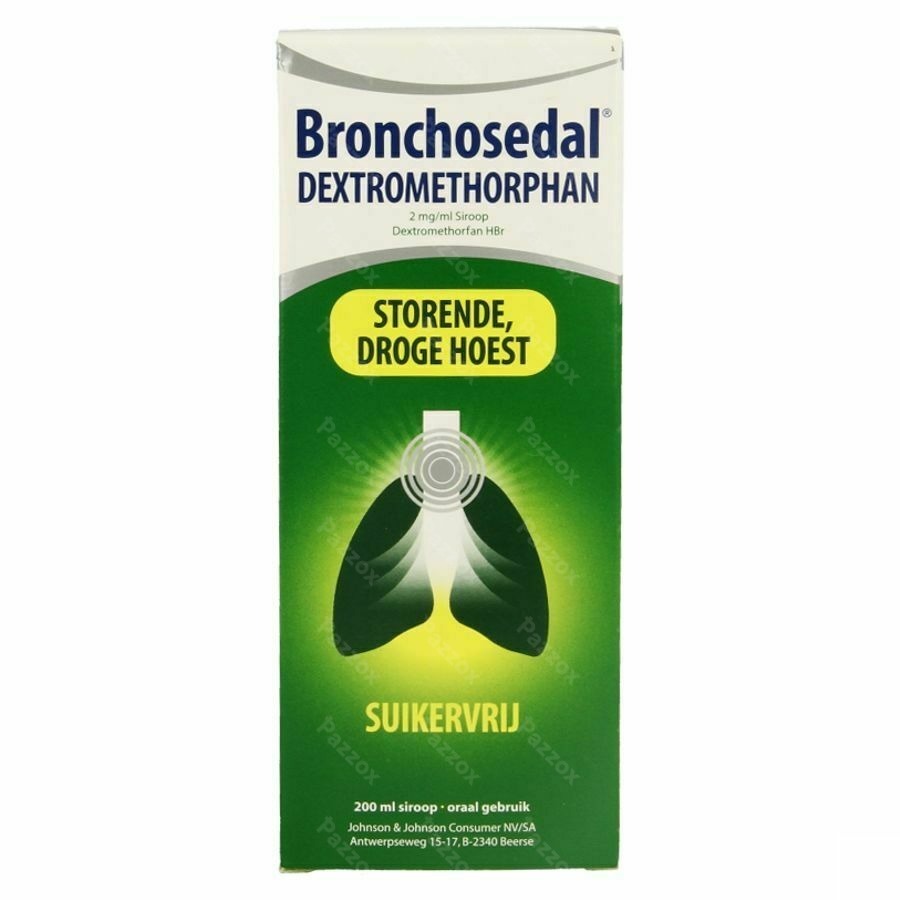 Bronchosedal Dextromethorphan Droge Hoest Siroop 200ml 2mg/ml