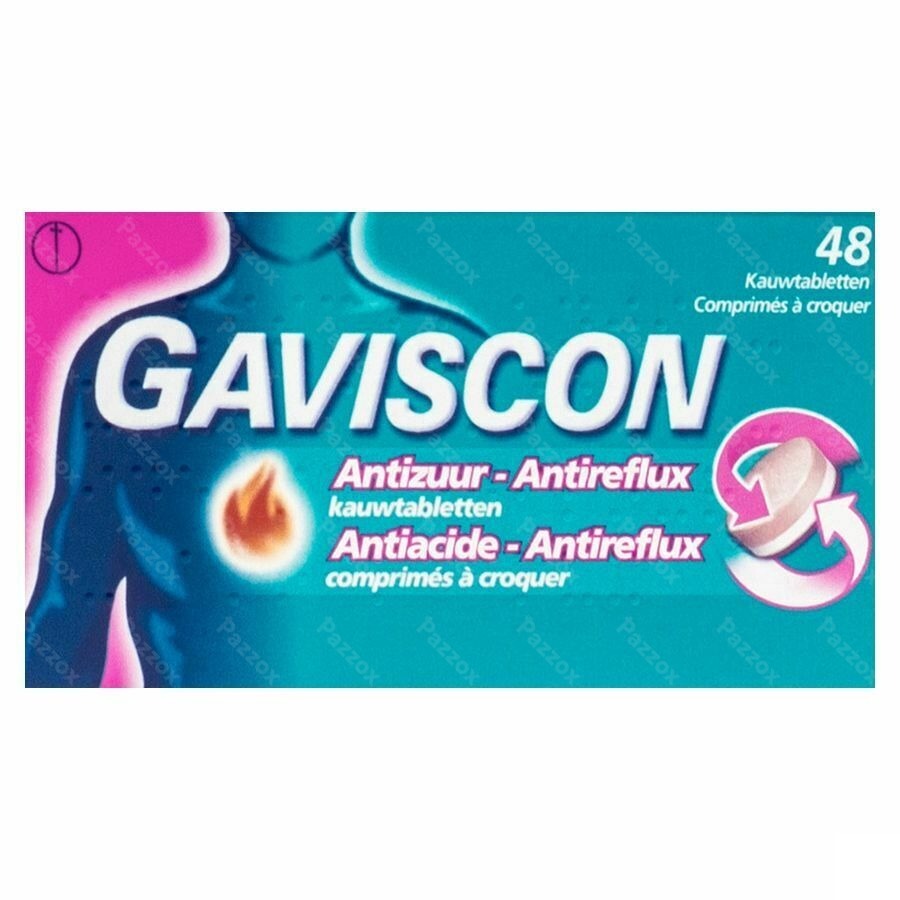 Gaviscon Antizuur-antireflux Kauwtabl 48