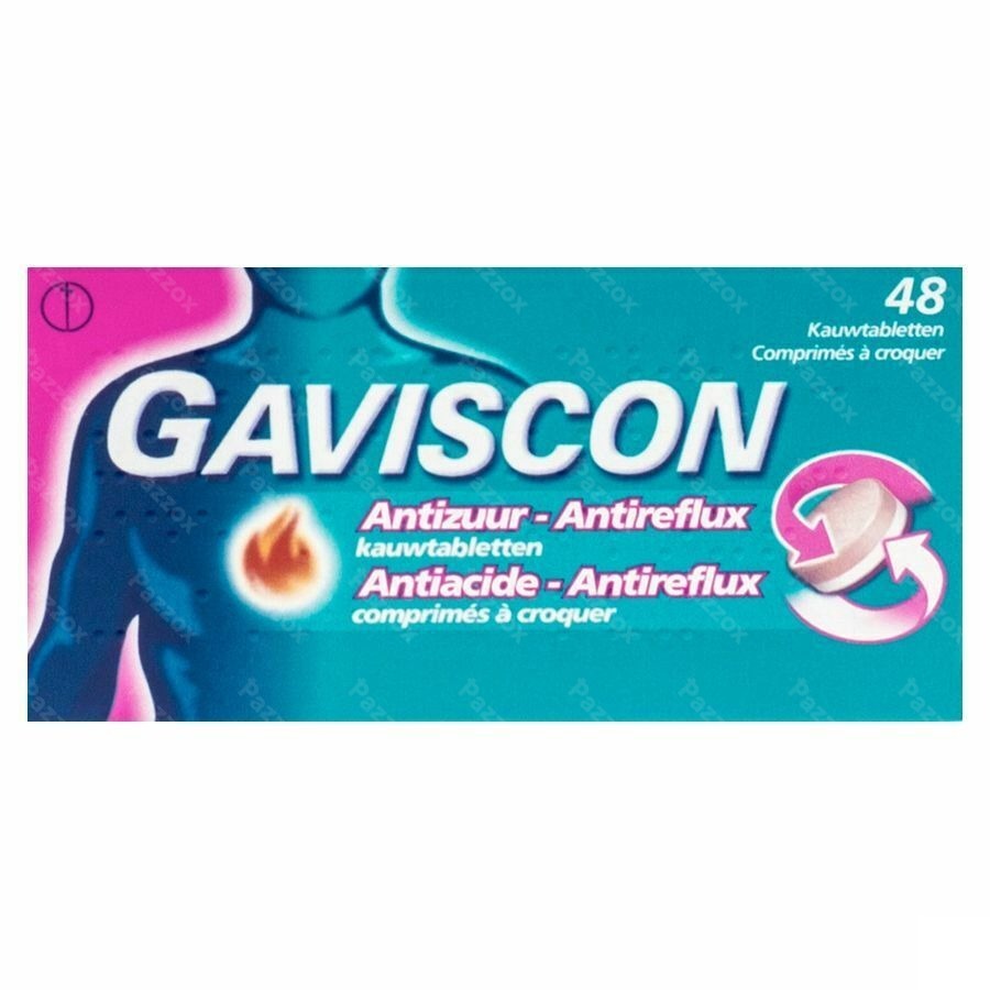 Gaviscon Antizuur-antireflux Kauwtabl 48