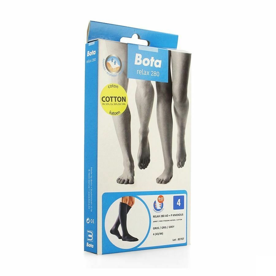 Bota Relax 280 Katoen Korte Kous Grijs N4